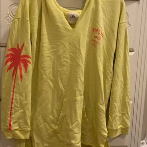 Yellow V neck Hoodie with pockets